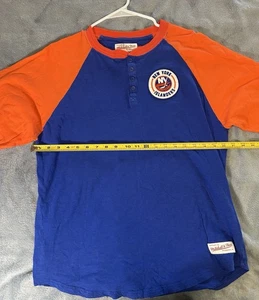 Mitchell & Ness Shirt Men's Sz XL Blue Vintage Hockey New York Islanders 3/4 Arm - Picture 1 of 5