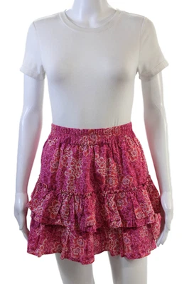 Generation Love Womens Floral Print Tiered A Line Skirt Pink Size Extra Small - Image 1 of 4