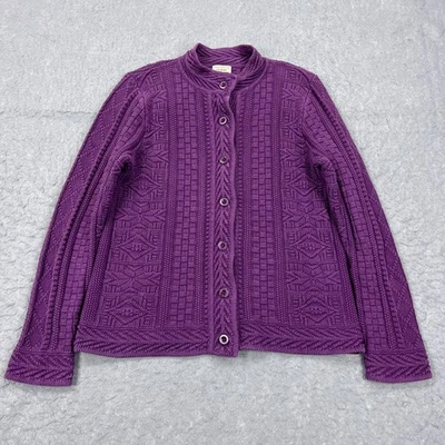 Cárdigan LL Bean Para Mujer Mediano Púrpura Algodón Suéter Botón Grueso Pesado 278397 Foto 1 de 4