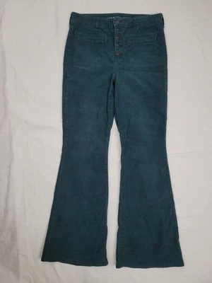 American Eagle Women's Super Hi-Rise Corduroy Flare Teal Size 12 Long - Image 1 of 4