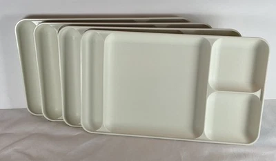 Juego de 4 bandejas divididas Tupperware vintage con compartimento blanco roto 1655-T Foto 1 de 4