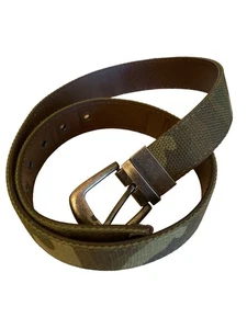 Green Camouflage Canvas Reversible Brown Leather Back Belt Size XL - Picture 1 of 5