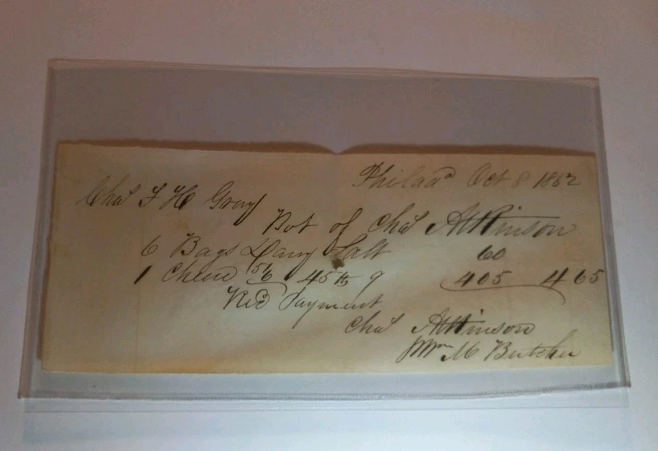 RARE Pre-Civil War Note 1856 PAYMENT RECEIPT   1862 " PAYMENT/RECEIPT"  $4.65 - Image 1 of 4
