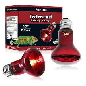 Infrared Heat Lamp 50W 2 Pack,Reptile & Amphibian Basking Spot Light Bulbs, R... - Picture 1 of 7