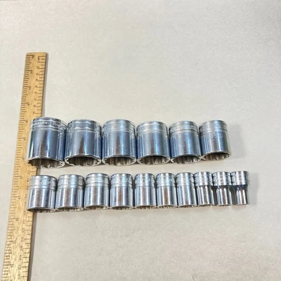 Snap-on Shallow Socket Set 16 Pc 1/2" Drive SAE 12 Point SW Series USA - Image 1 of 4