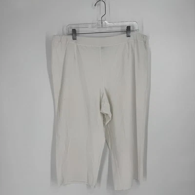 Eileen Fisher Pantalones Cortos Capris Bermuda 2x Blanco Lavable Elástico Crepé Costero Foto 1 de 4