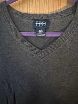 Chaleco Suéter HB Para Hombres Gris Algodón 2XLT Cuello en V Suave Foto 1 de 4