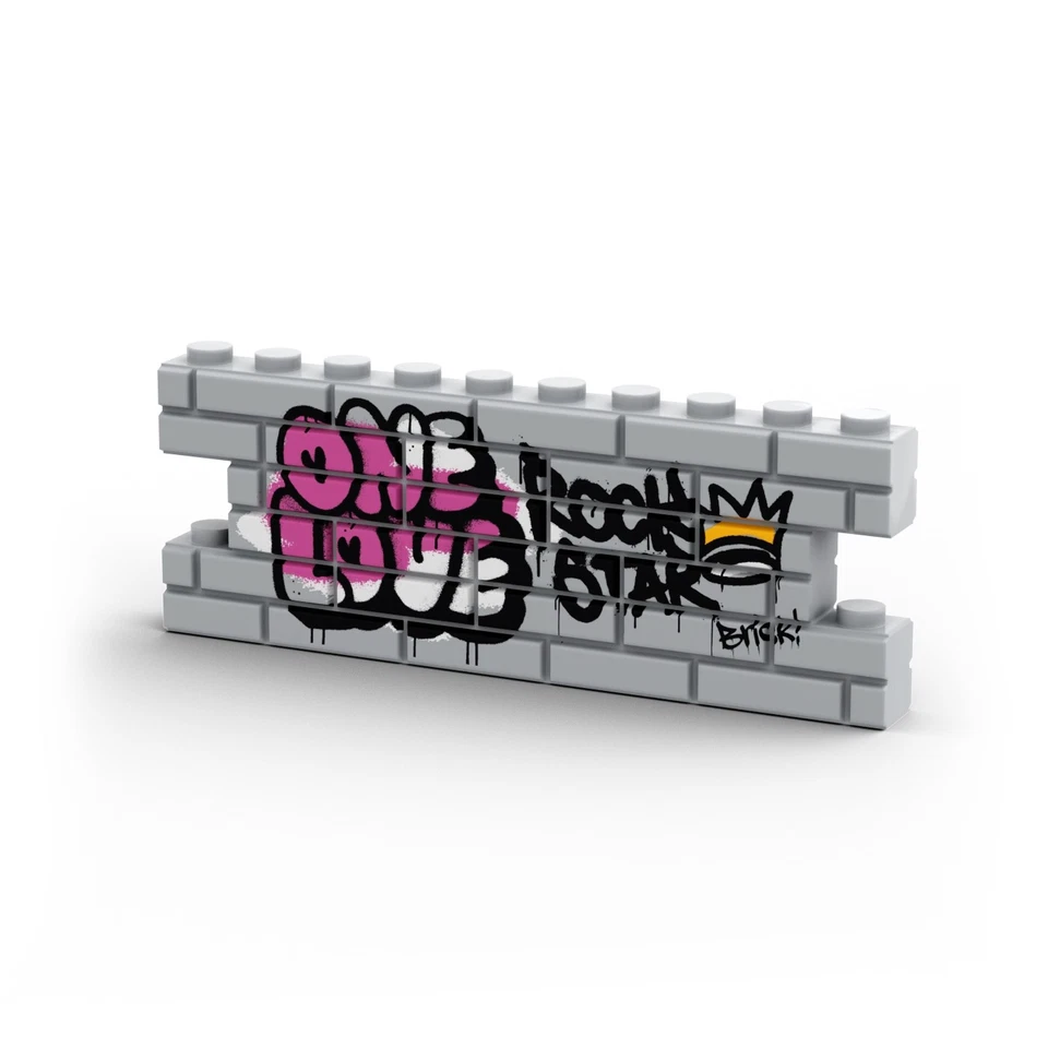 PRIBRI ONE LOVE Rock Star Graffiti Wall ❤️ Custom printed original LEGO® brick tile / G