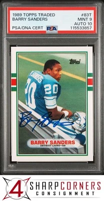 1989 TOPPS TRADED #83T BARRY SANDERS RC HEISMAN HOF PSA 9 DNA AUTO 10 - Image 1 of 2