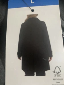 Gabardina para mujer Halston, negra, talla M cuello chal doble cremallera con cinturón - Imagen 1 de 22