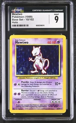 CGC 9 COMO NUEVO Mewtwo 1999 Base Set 10/102 Holo Pokemon Card Foto 1 de 2