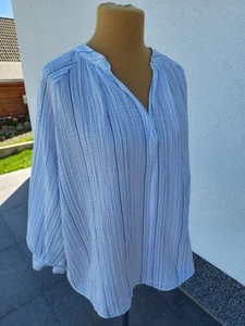 H&M--schöne leichte Bluse aus Musselin--weiß/blau--Gr. XL--Baumwolle - Bild 1 von 9