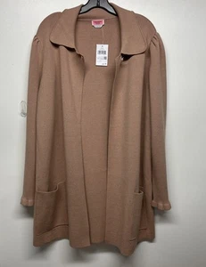 Kate Spade Women’s Ruffle Long Sweater Light Fawn Single Button Sz XL NWT $359 - Picture 1 of 9