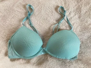 Exhilaration Lightly Padded Blue Lace Bra Dual Back Spaghetti Straps 36B - Picture 1 of 12