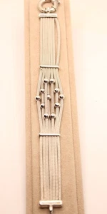 BRACCIALE ARGENTO DONNA TESSITO 7 FILI SFERE LISCE MM 5 CM 19 CHIUSURA TONDA - Picture 1 of 6