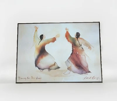 Carol Grigg Watercolor Native American Women ‘Dancing For Their Lives’ Bird - Image 1 of 4