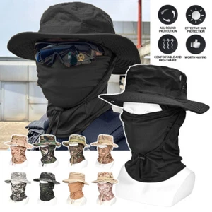 Camuflaje Boonie Gorra Máscara Caza Pesca Ala Ancha Sombrero Protector Solar Exterior - Imagen 1 de 27