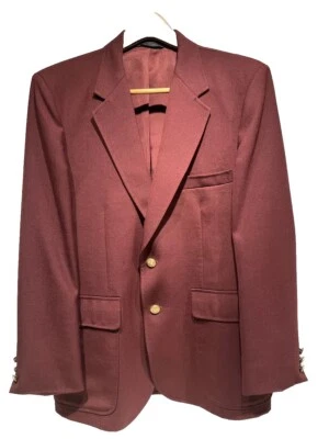 Chaqueta Deportiva Blazer Abrigo Vintage Barrister Wallachs Rojo Borgoña Botón Dorado Foto 1 de 4