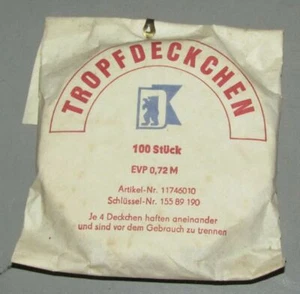 Tüte TROPFDECKCHEN 100 Stück OVP DDR um 1975 Druckkombinat BERLIN UNGEÖFFNET - Bild 1 von 4
