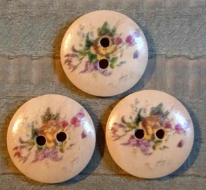 3 Blumen Nähen Knöpfe Basteln Holz 2 Loch 3/4 Zoll   - Bild 1 von 2
