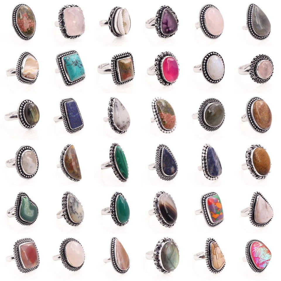 Versilbert Handmade Schmuck Verstellbar Ringe für Damen Großhandel Menge 10 Pcs - Bild 1 von 4