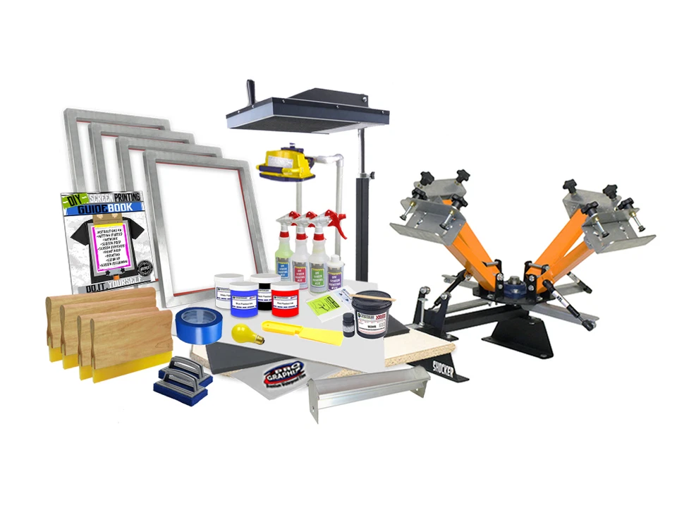 NEVERTHELESS SCREEN PRINTING SUPPLIES DIY 4 Color Shocker© Start-Up Screen Printing Kit - Press Flash Dryer - 41-6
