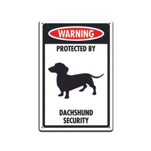 Warning Protected By Dachshund Security Dog Sign for Front Door 12"x 8" - Picture 1 of 6