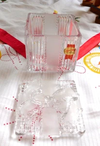 Glas Dose mit Schleife, Pralinendose, Geschenkdose, Bleikristall Anna Hütte - Bild 1 von 6