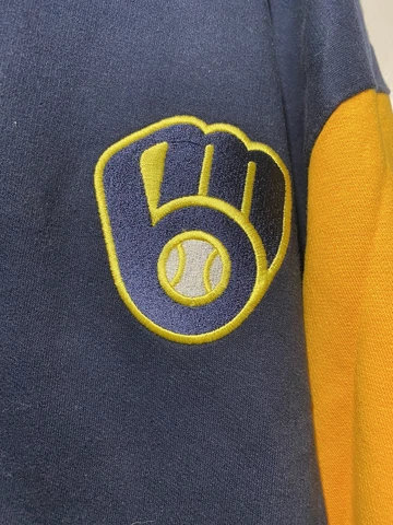 Milwaukee Brewers Blue Yellow Color Block Raglan Zip Up Hoodie MLB 2XL XXL Cover
