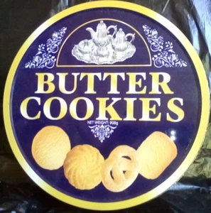 V SECOND HAND USED BUTTER COOKIES TIN IMPORTED BY K MART 29 X 6 CM - Picture 1 of 3