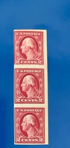 SCOTT 409 H "Washington" 2 CENTAVOS 1912 M--NH Pasado Tira de 3 - Imagen 1 de 3