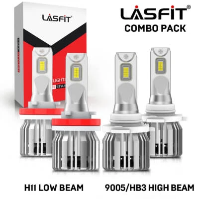 Lasfit H11 9005 LED Headlight Bulb Bright Conversion Kit 100W 10000LM Cool White - Изображение 1 из 4