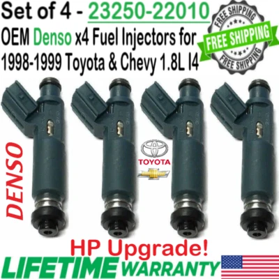OEM Denso 4Pcs HP Upgrade Fuel Injectors for 1998, 1999 Chevrolet Prizm 1.8L I4 Foto 1 de 4
