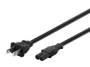 Power Cord-6ft Non-Polarized NEMA 1-15P to Non-Polarized IEC 60320 C7,18AWG,10A - Picture 1 of 10