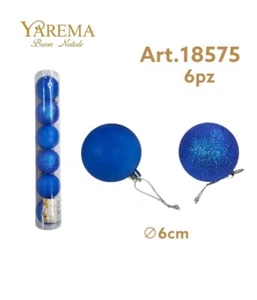 Serie Set 6 Pezzi Palle Palline Albero Di Natale Blu 6cm Addobbi bal - Foto 1 di 1
