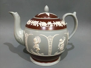 Antique Copeland Spode Jasper Ware Large Tea Pot - Picture 1 of 11