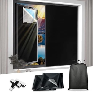 2PCS Blackout Blinds Curtains Shade 118"x57" for Bedroom with Stickers - Picture 1 of 8