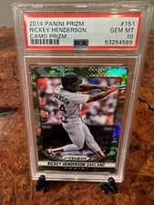 2014 Panini Prizm Rickey Henderson SSP Camo Prizm Graded PSA 10 Gem Mint A’s