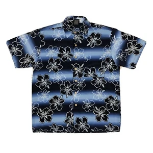 Extreme Gear Hawaiian Aloha Short Sleeve Button-Up Men's Size Medium Blue Flower - Picture 1 of 6