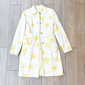 Banana Republic Damen Trenchcoat Floral Gelb Button Down Blumen XS - Bild 1 von 9