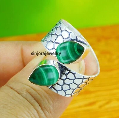 Malachite Gemstone 925 sterling silver handmade Gift Ring US size 5 to 13 - Image 1 of 4