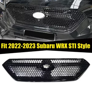 Fit 2022-23 Subaru WRX STI Style Front Bumper Grille Gloss Black Grill Assembly - Picture 1 of 17