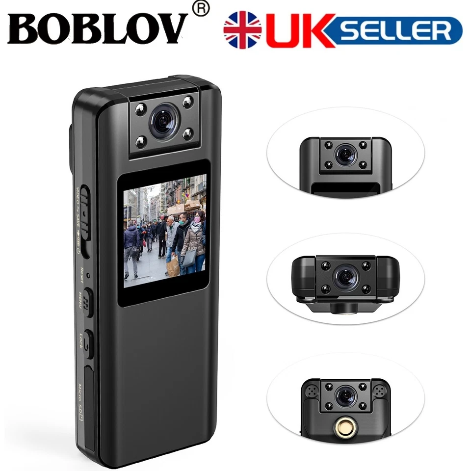 BOBLOV A22 Mini Corpo Fotocamera 64GB Schermo OLED 180° Obiettivo Girevole Registrazione 1080P
