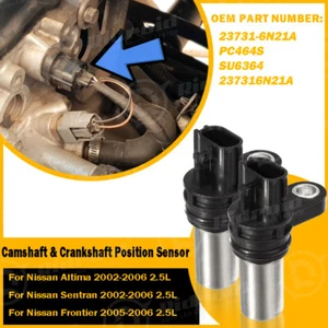 2PCS 23731-6N21A Crank Crankshaft & Cam Camshaft Position Sensor For Nissan 2.5L - Picture 1 of 16