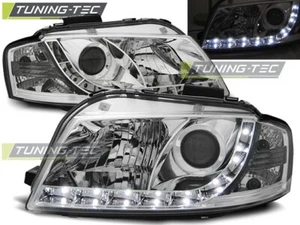 FARI ANTERIORI CROMO LED PER AUDI A3 8P 03-08 FANALI LIGHTS NEW - Imagen 1 de 5