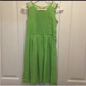 Speechless Girls 14 Green & White Polka Dot Dress Lace - Picture 1 of 5