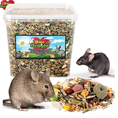 BITE & DELIGHT Universal Nagetierfutter Rennmäuse, Hausmäuse Wüstenrennmäuse Ratten Dohlen TOP