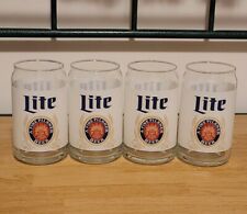 Vintage Miller Lite Beer Glasses 16oz Can Shaped Barware Retro Man Cave Set of 4