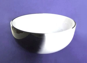 SASAKI CASED CRYSTAL GLASS BLACK / WHITE 10" ROUND BOWL, POLAND VTG-ORIG STICKER - Picture 1 of 13