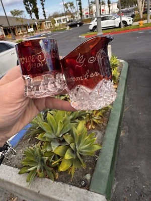Vintage Antique RUBY FLASH  Worlds fair SOUVENIR MUG CUP and Ruby Flash Creamer - Image 1 of 4
